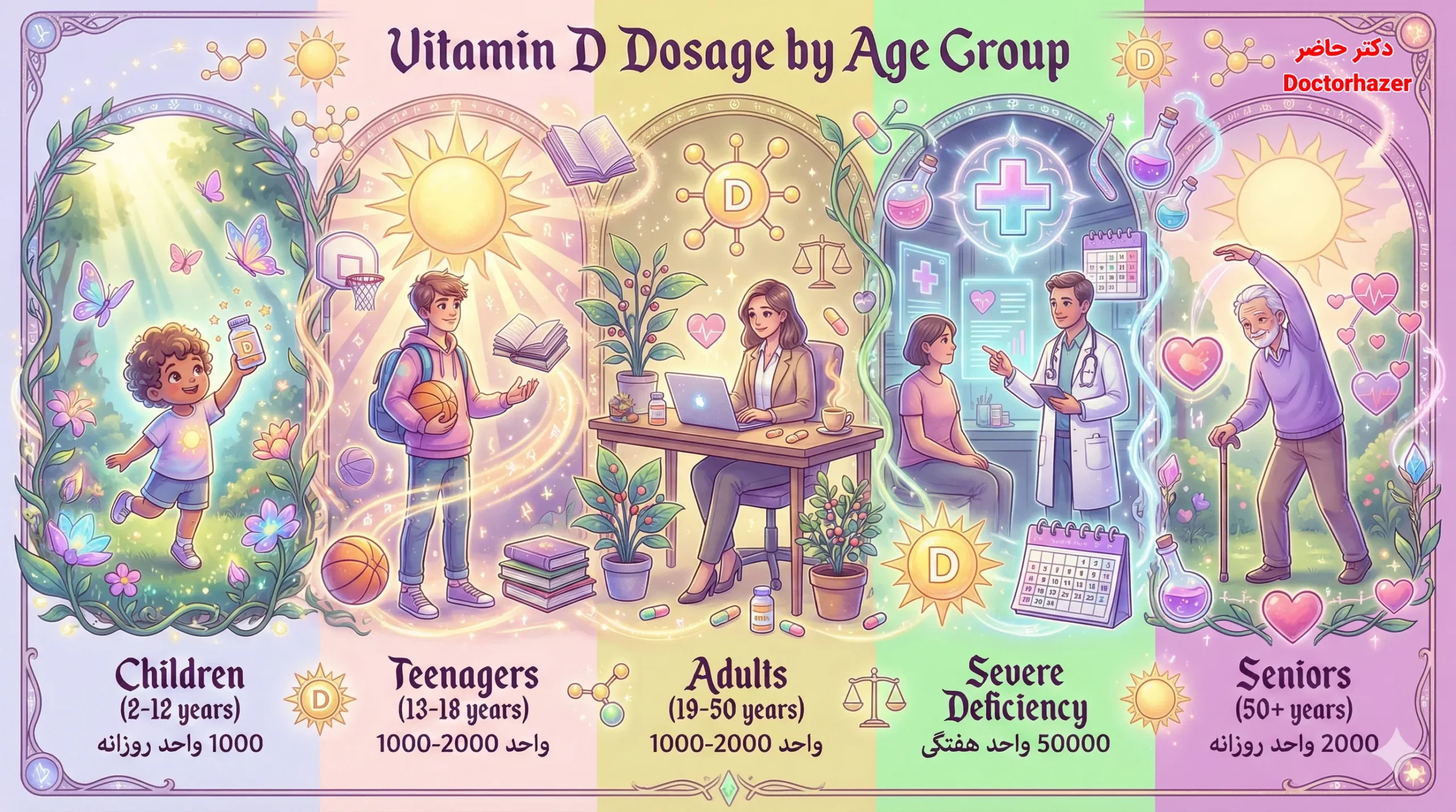 دوز مناسب ویتامین دی برای هر سن
