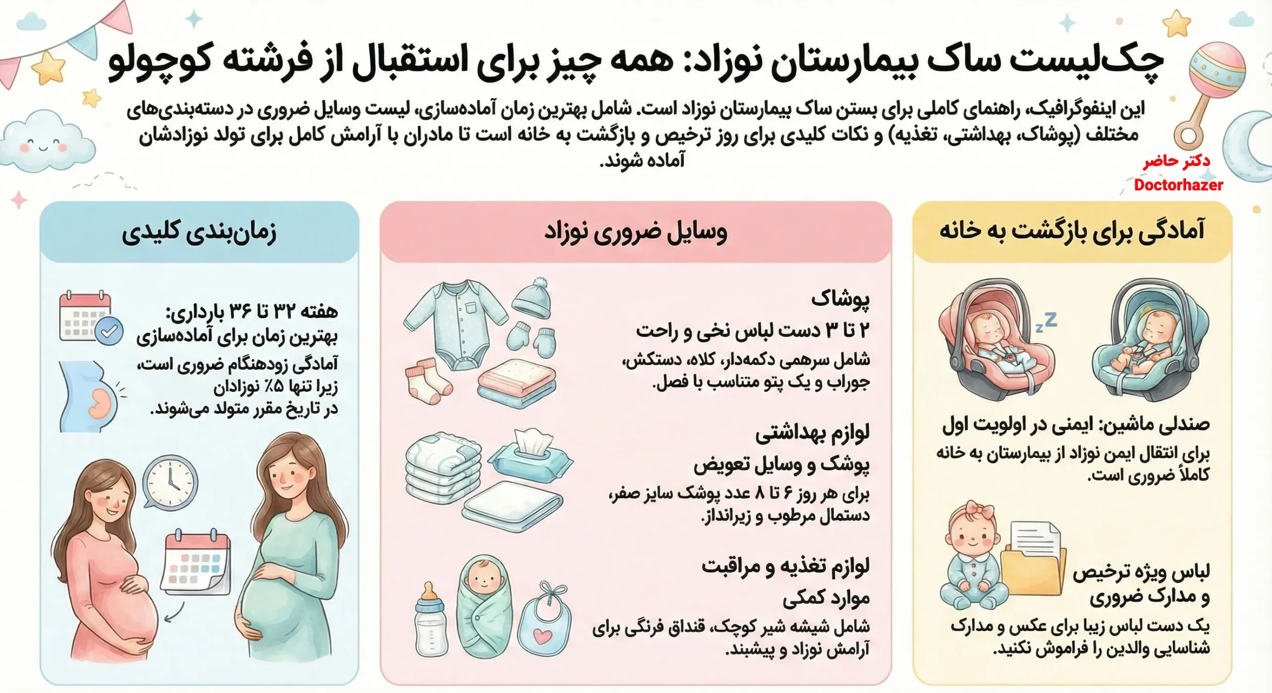 بستن ساک بیمارستان نوزاد جهت تولد نوزاد